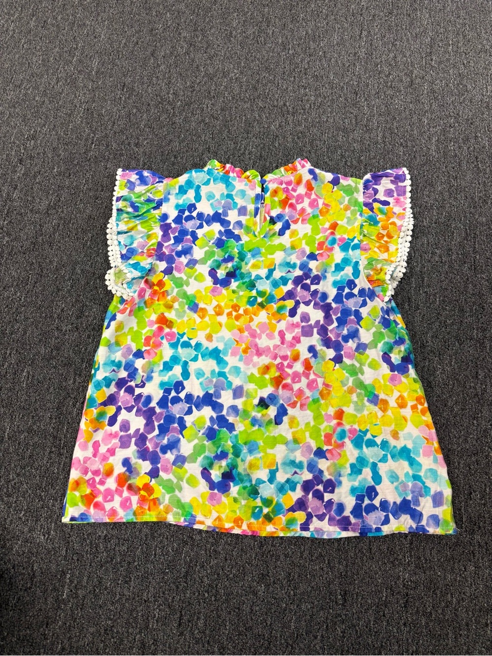 THML Multicolor Watercolor Dot Ruffled Neck Top - Picture 4 of 7
